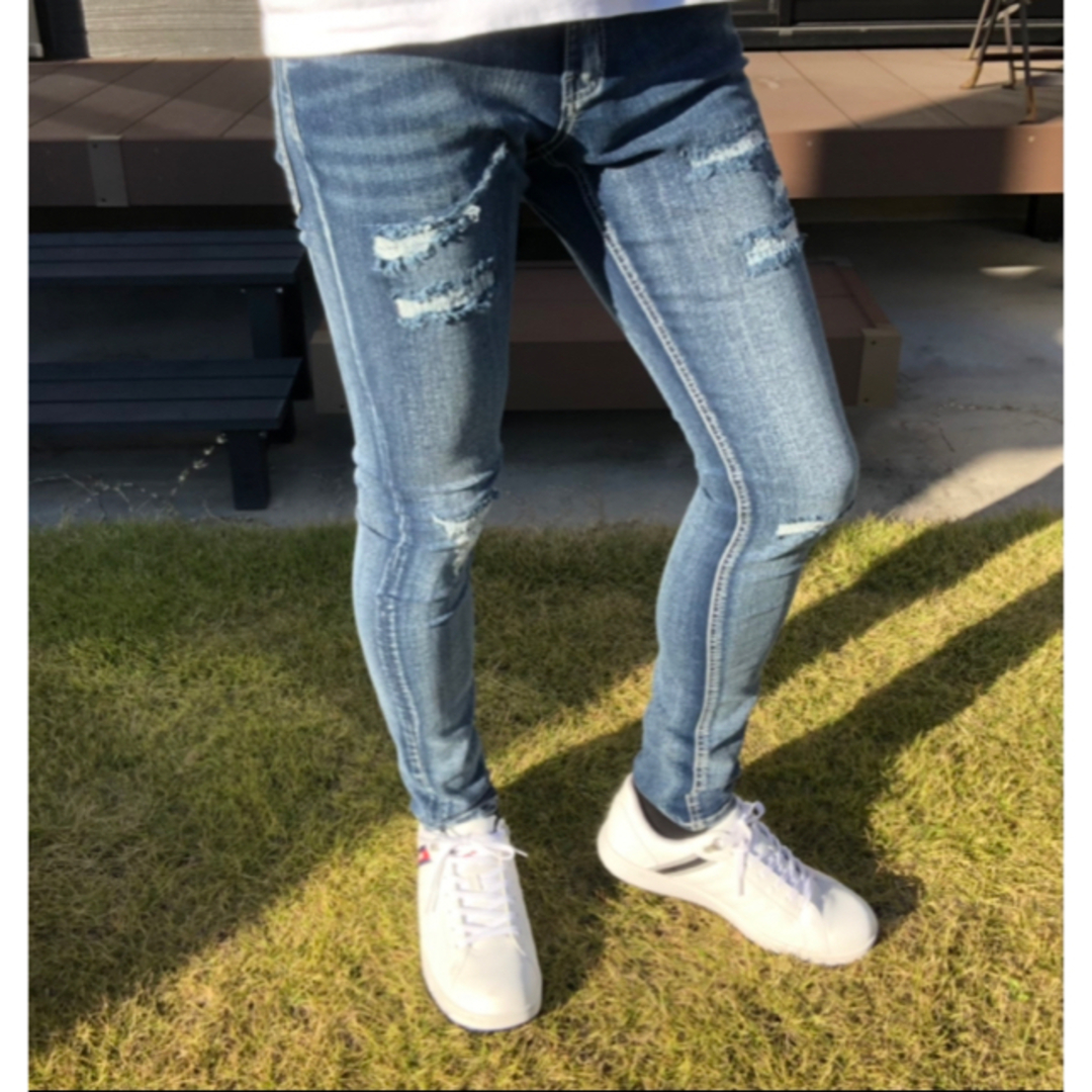 【ダメージスキニーデニム】②人気ストレッチパンツ西海岸ジムお洒落 ザラ 好きな方