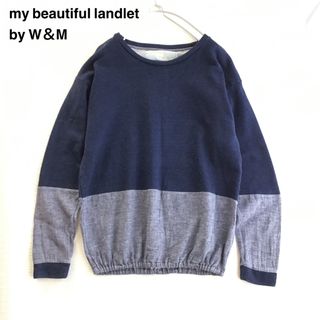 マイビューティフルランドレット(my beautiful landlet)の@【0】マイビューティフルランドレット 切り替え トップス インディゴ(Tシャツ/カットソー(七分/長袖))