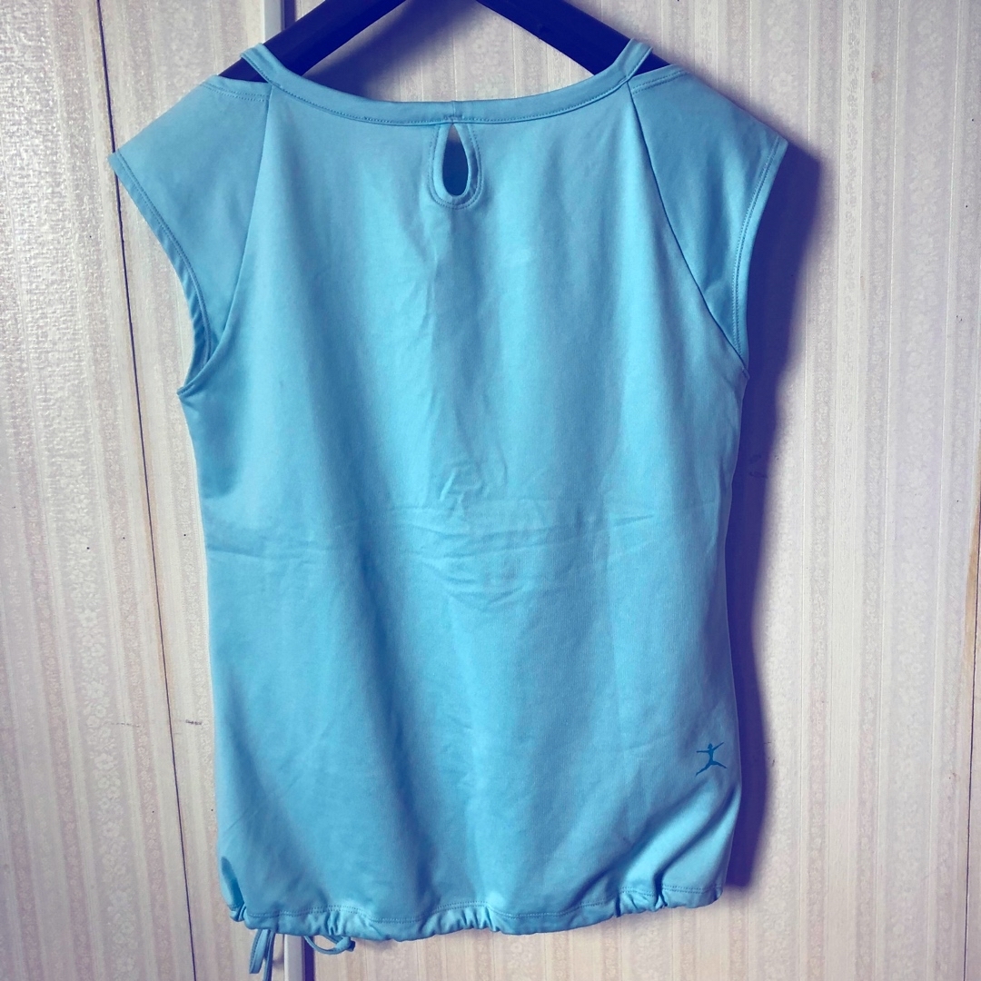 Tシャツ　スポーツ　フィットネス　ヨガ　レディース　水色　DAMSKIN レディースのトップス(Tシャツ(半袖/袖なし))の商品写真