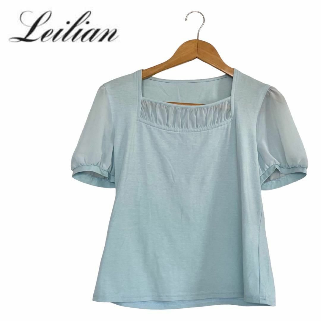 新品級　Leilian レリアン　シースルースリーブカットソー　Tシャツ　ブルー