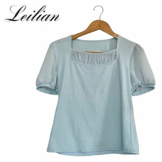 レリアン(leilian)の新品級　Leilian レリアン　シースルースリーブカットソー　Tシャツ　ブルー(Tシャツ(半袖/袖なし))