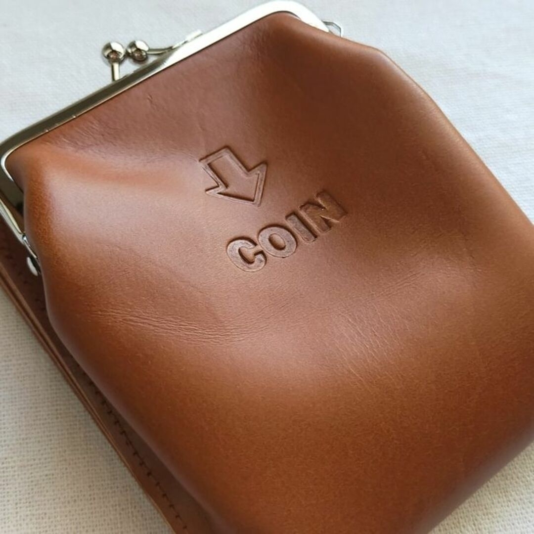 JOLI がま口 二つ折り 財布 ブラウン 茶色 レザー 本革 ウォレット