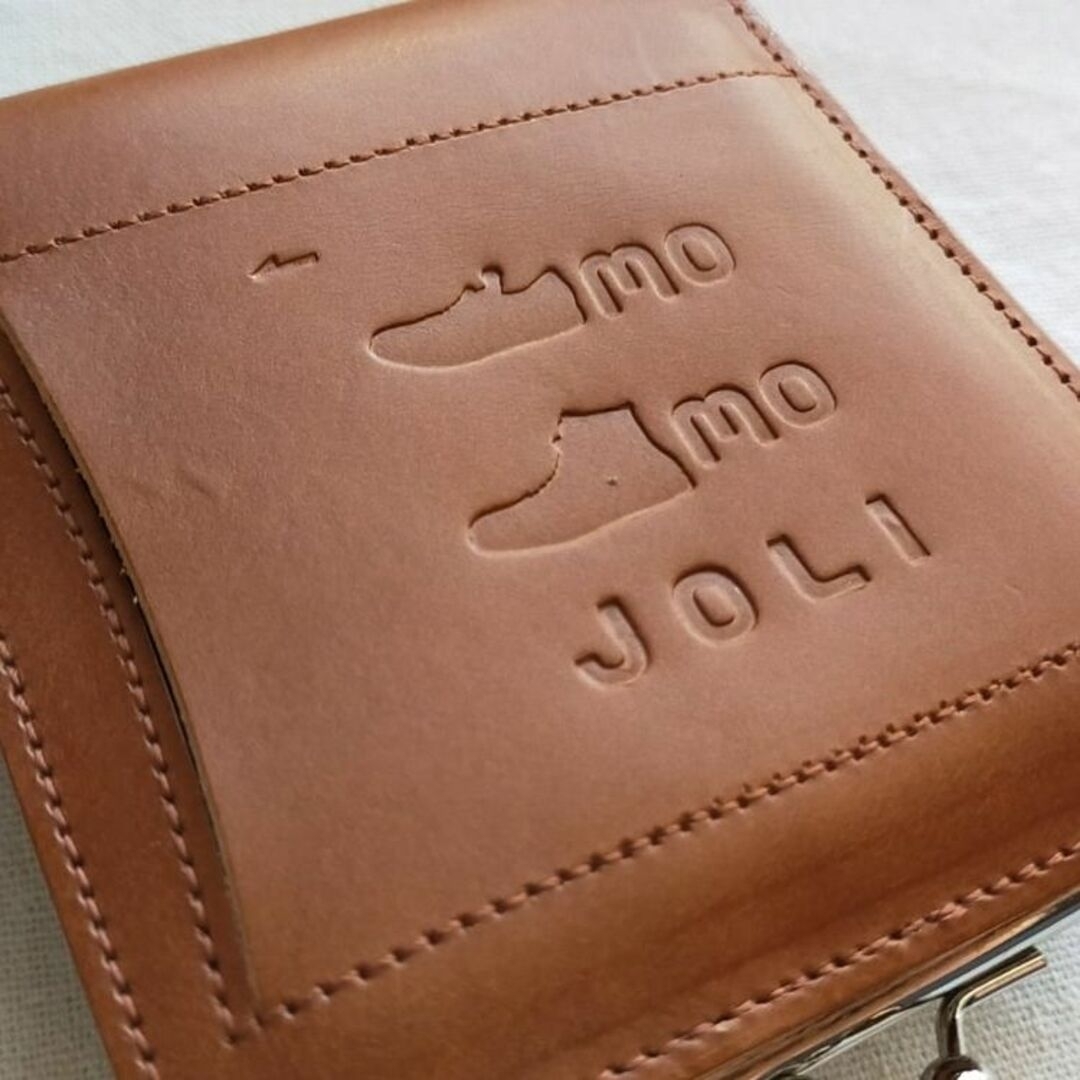 JOLI がま口 二つ折り 財布 ブラウン 茶色 レザー 本革 ウォレット