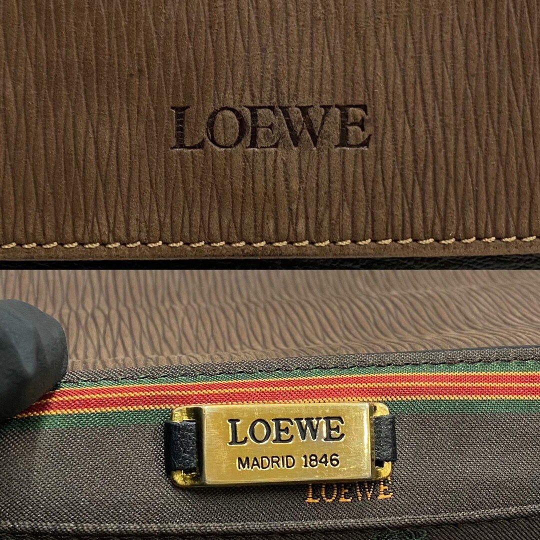 極 美品 保存袋付 LOEWE ロエベ ベラスケス ツイストハンドル ロゴ レザー 本革 ハンドバッグ ミニ ボストンバッグ ブラウン 14410