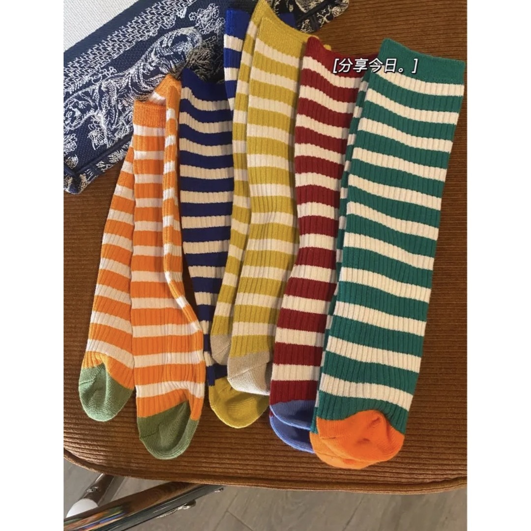 ENDO SOCKS新商品　踵跡ない爪先色違い縞々ボーダーラインデザイン子供靴下 キッズ/ベビー/マタニティのこども用ファッション小物(靴下/タイツ)の商品写真