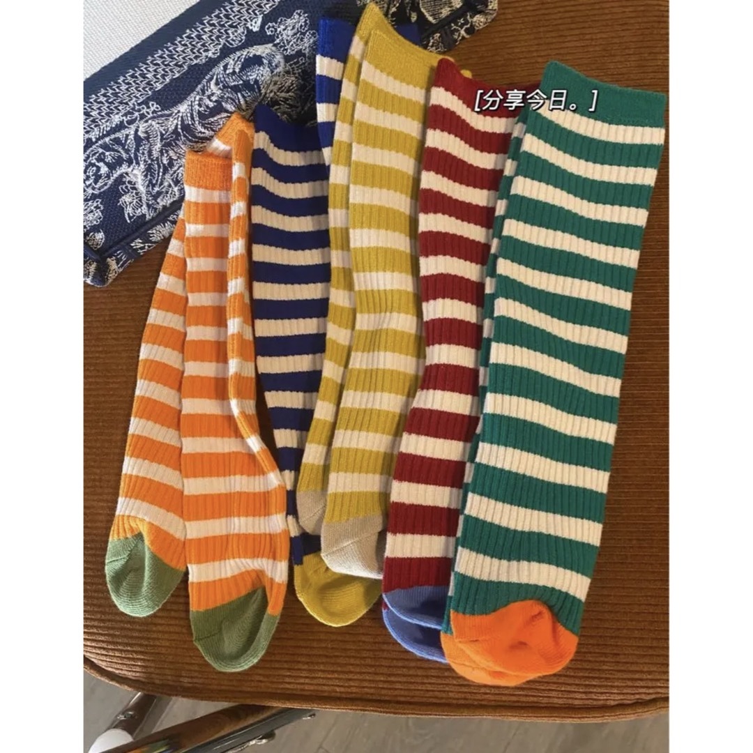 ENDO SOCKS新商品　踵跡ない爪先色違い縞々ボーダーラインデザイン子供靴下 キッズ/ベビー/マタニティのこども用ファッション小物(靴下/タイツ)の商品写真