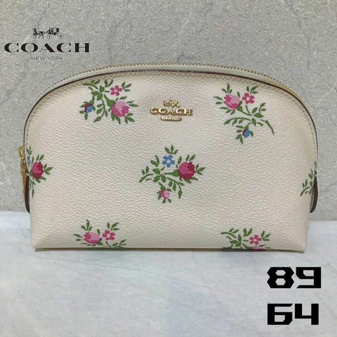 COACH(コーチ)のCOACH コーチ 花柄レザーポーチ ホワイト レディースのファッション小物(ポーチ)の商品写真