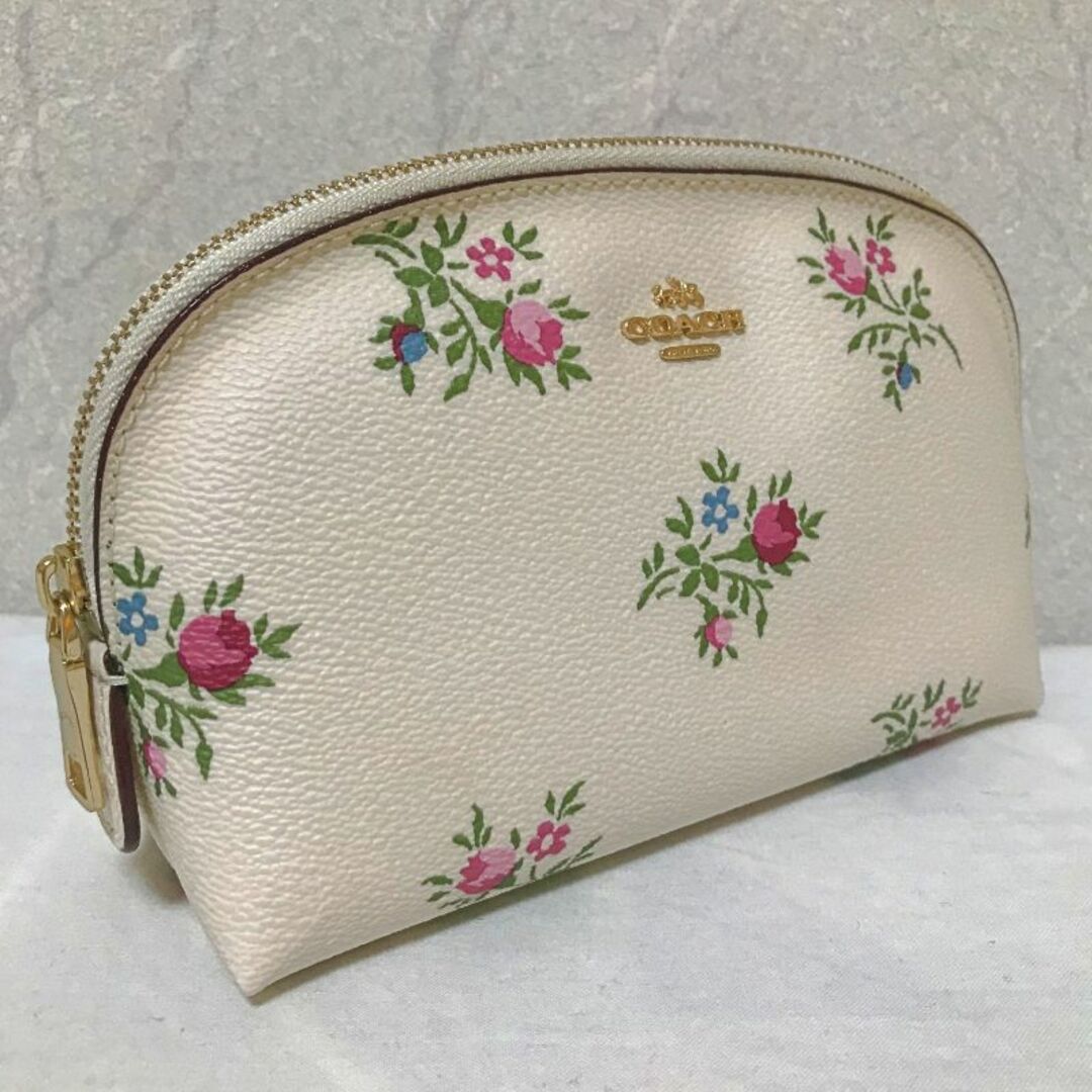 COACH(コーチ)のCOACH コーチ 花柄レザーポーチ ホワイト レディースのファッション小物(ポーチ)の商品写真