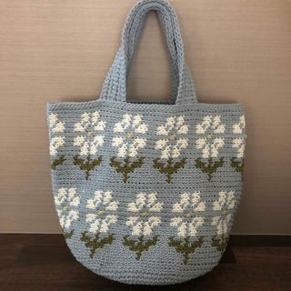 ハンドメイド　かぎ編み　お花のハンドバッグ　⑤(バッグ)