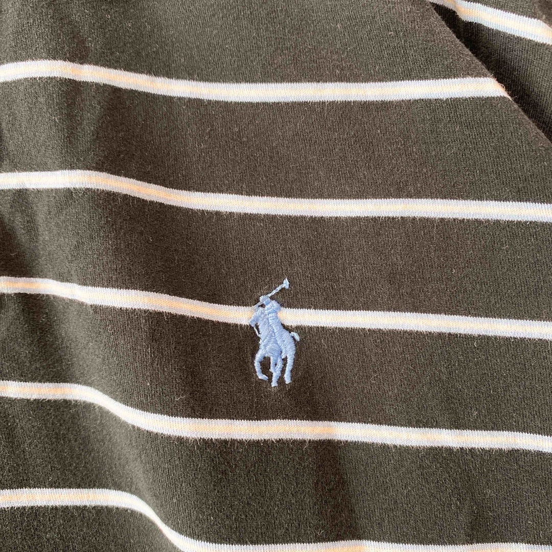 Ralph Lauren(ラルフローレン)の90s ポロバイラルフローレン　半袖ポロシャツ　ラガー　ボーダー　刺繍ロゴ　L メンズのトップス(ポロシャツ)の商品写真