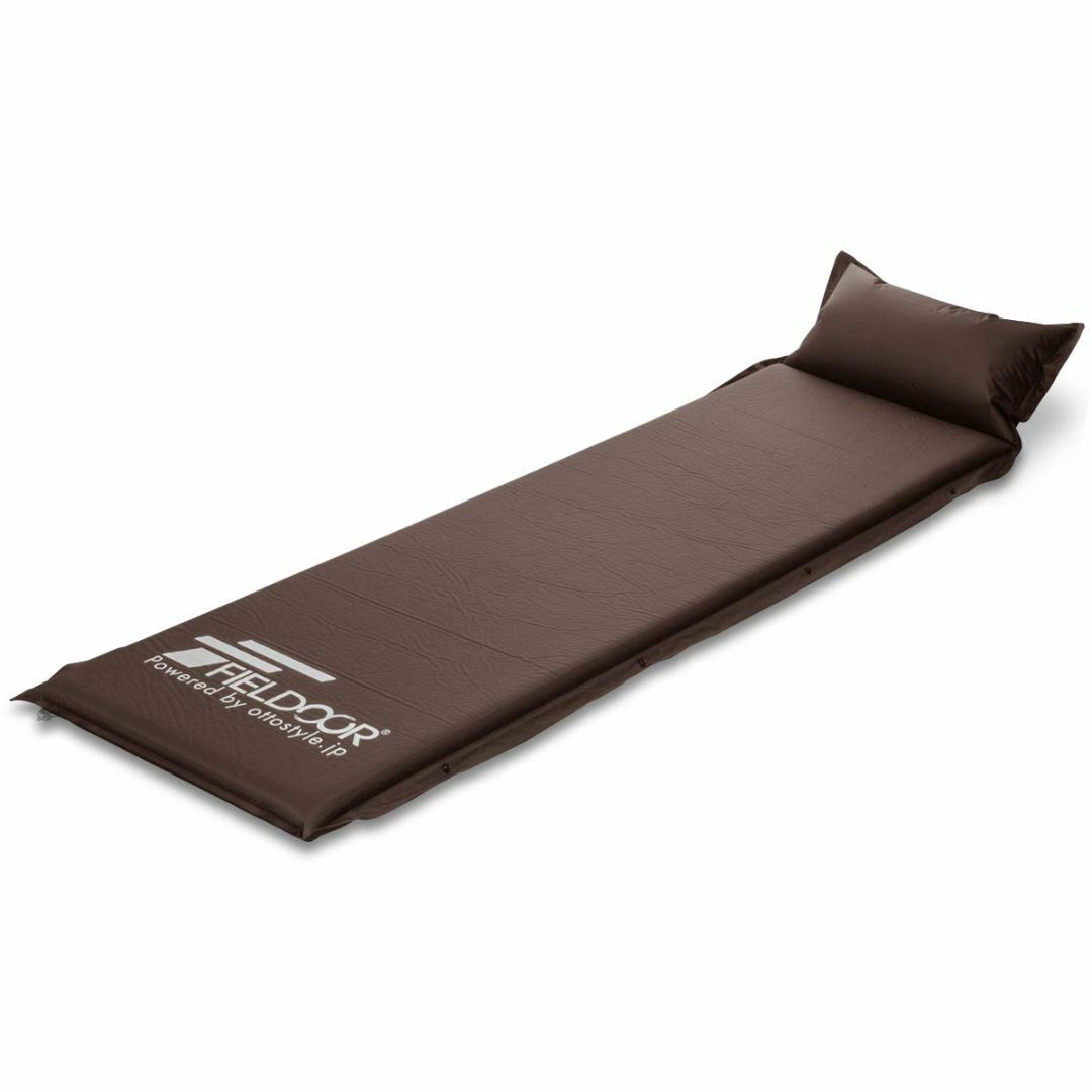 FIELDOOR 枕付き 車中泊マット 5cm厚 自動膨張マットレス 連結可能 寝袋/寝具
