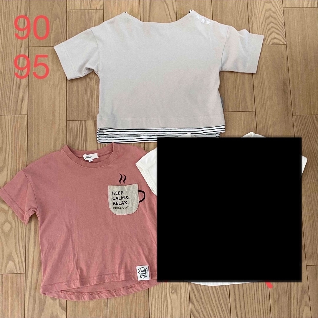 しまむら(シマムラ)のベビー服　90・95 Tシャツ3点セット　 キッズ/ベビー/マタニティのキッズ服女の子用(90cm~)(Tシャツ/カットソー)の商品写真