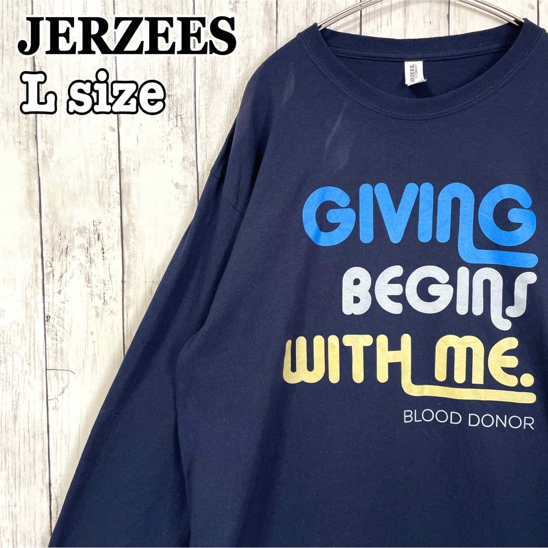 JERZEES(ジャージーズ)のJERZEES ジャージーズ 英字プリント ロンt 長袖 ロングスリーブ 古着 メンズのトップス(Tシャツ/カットソー(七分/長袖))の商品写真