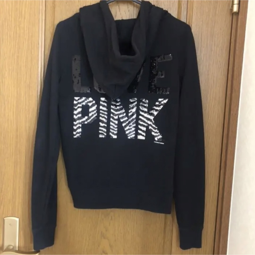 Victoria's Secret(ヴィクトリアズシークレット)のLOVE PINK VICTORIA'S SECRET 黒 パーカー レディースのトップス(パーカー)の商品写真