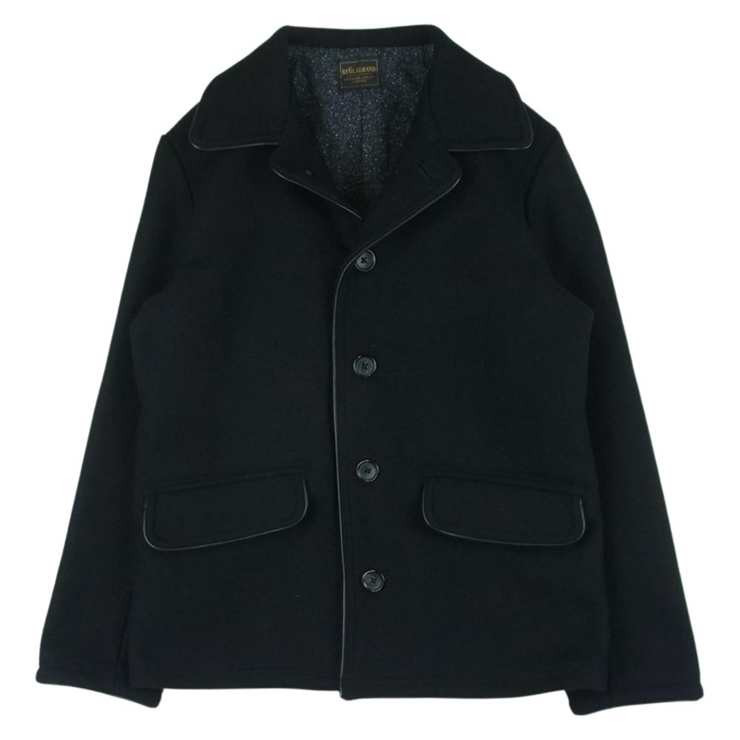 M肩幅BY GLADHAND バイグラッドハンド byGH-12-FW-05 BILLS COAT ビルズ コート レザーパイピング メルトン ジャケット ブラック系 M