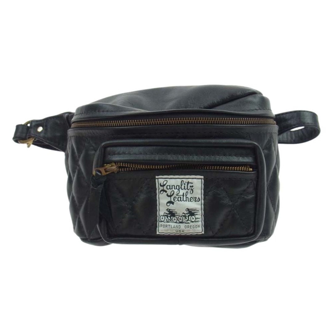 LANGLITZ LEATHERS ラングリッツレザーズ ウエストバッグ Padded Outside Pocket Waist Bag パデッド レザーウエストバッグ アウトサイド ポケット ブラック系