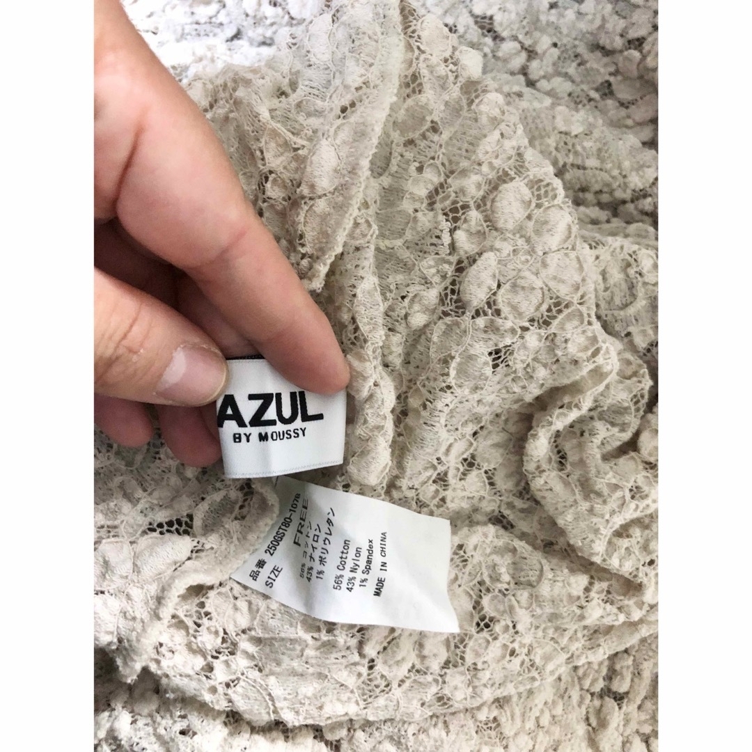 AZUL by moussy(アズールバイマウジー)のAZULbYMOUSSYレース風トップス フリーサイズ フォロー割引あり 値下げ レディースのトップス(カットソー(長袖/七分))の商品写真