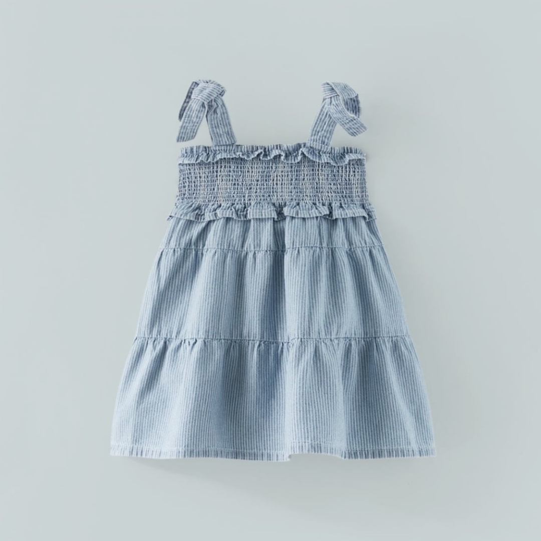 ZARA KIDS(ザラキッズ)のZARAKIDS ☆ ストライプデニムワンピース(110cm) キッズ/ベビー/マタニティのキッズ服女の子用(90cm~)(ワンピース)の商品写真