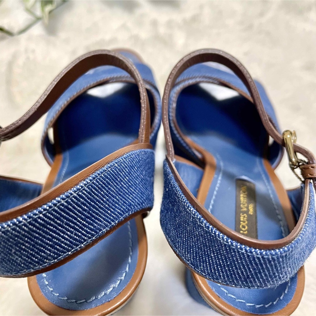 Louis Vuitton ルイヴィトン デニム×レザー ウェッジソール Louis Vuitton ルイヴィトン デニム×レザー ウェッジソール