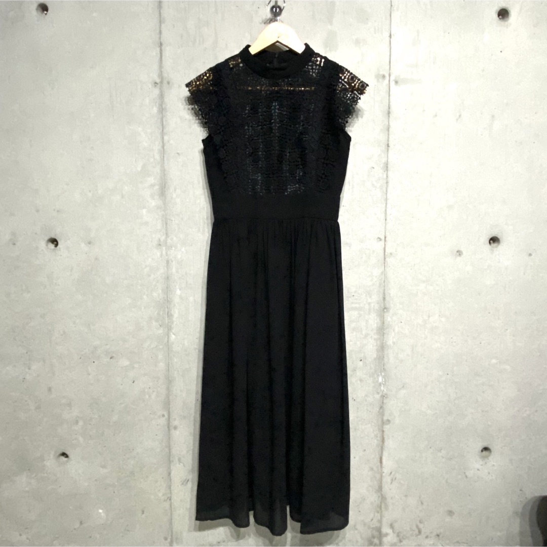 【ハイウエストでスタイルアップ♡】Andemiu レース切り替えシフォンドレス