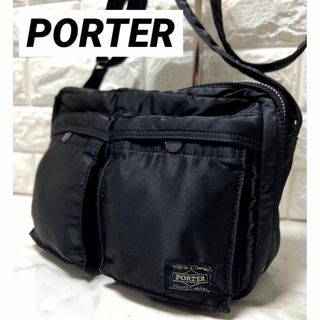 ポーター(PORTER)の美品　ポーター　タンカー　二層式　ショルダーバッグ　ブラック　オレンジ(ショルダーバッグ)