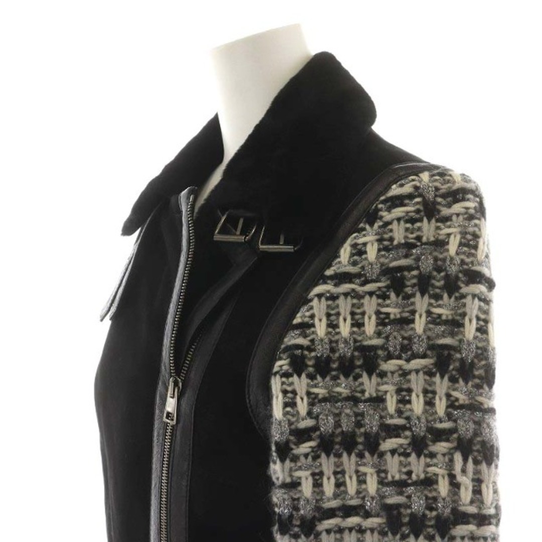 Cruciani(クルチアーニ)のクルチアーニ ムートンジャケット ダウンジャケット 38 S 黒 白 レディースのジャケット/アウター(その他)の商品写真