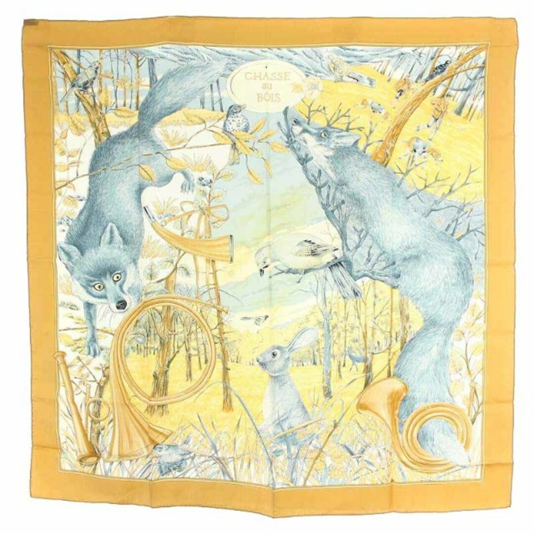 エルメス HERMES カレ90 CHASSE au BOIS 森の狩猟約885cm幅