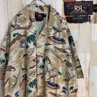 ダブルアールエル(RRL)の【希少】RRL ダブルアールエル 初期 三つ星 アロハシャツ サイズL 総柄(シャツ)