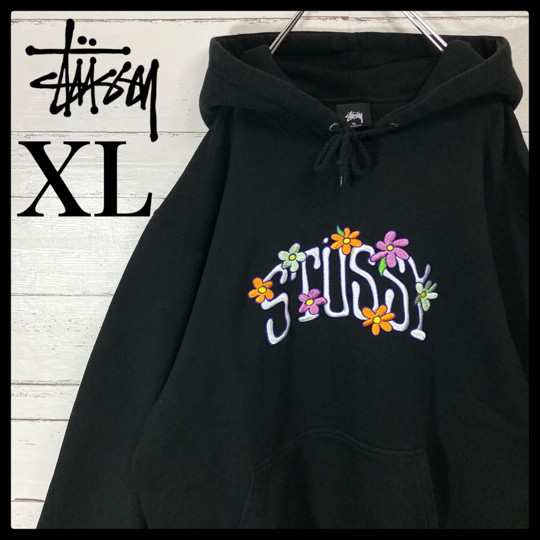 STUSSY ステューシー　刺繍ロゴ　パーカー　Mサイズ