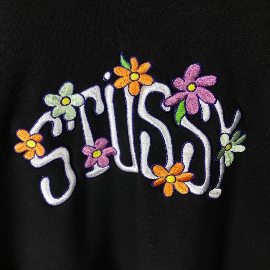 STUSSY   希少XLサイズステューシーセンター刺繍花柄ロゴ入り