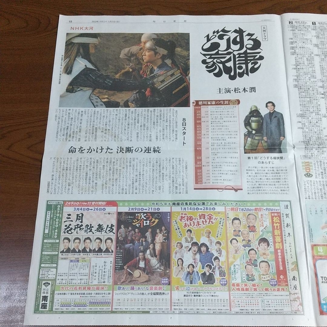 嵐(アラシ)の松本潤 大河ドラマ「どうする家康」新聞 ９紙セット エンタメ/ホビーのコレクション(印刷物)の商品写真