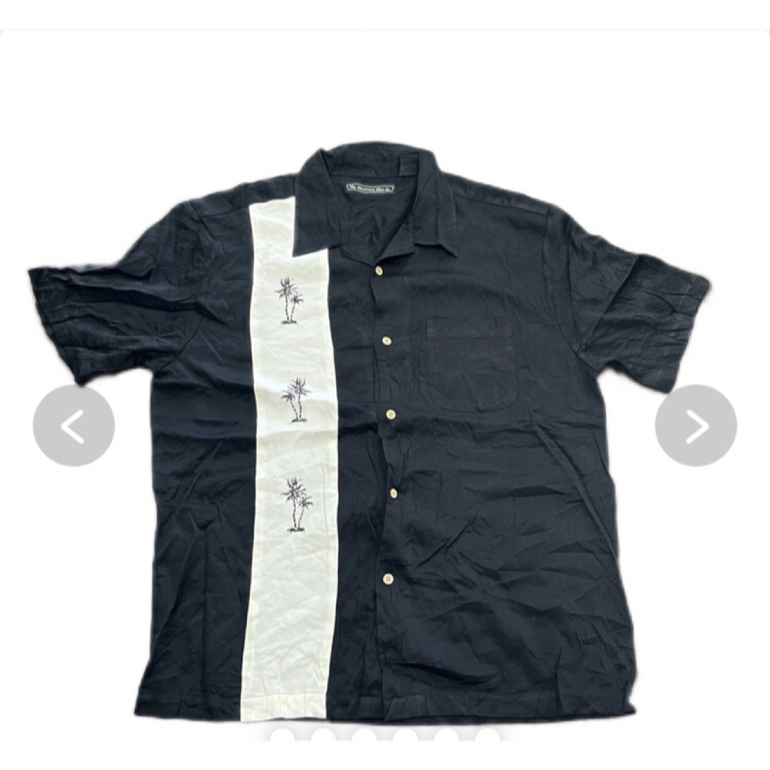 D キューバシャツ　半袖　開襟シャツ　ヤシの木　オープンカラー