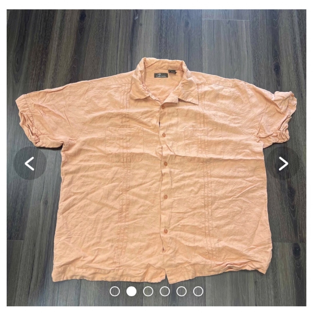 D キューバシャツ　半袖　オレンジ　レーヨン45% オーバーサイズ 1