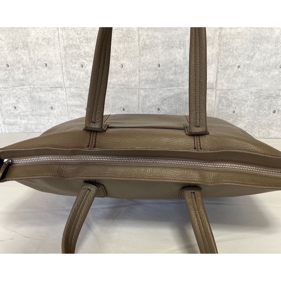 美品】WAKO 銀座和光 シボ革 レザー グレージュ A4 肩掛けトートバッグ-