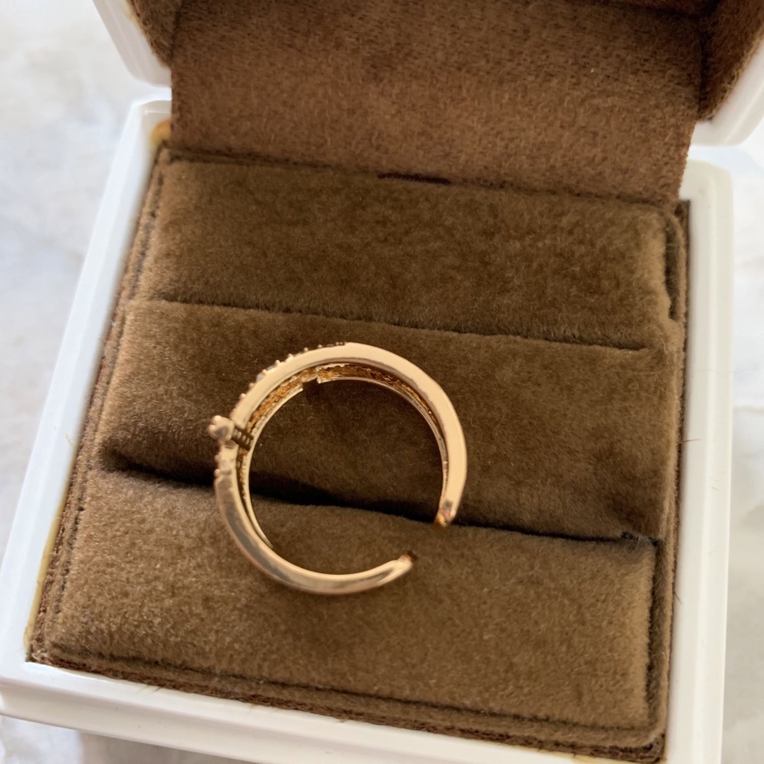 【stainless】クロス　チェーンリング ジルコニア　指輪　ゴールド レディースのアクセサリー(リング(指輪))の商品写真