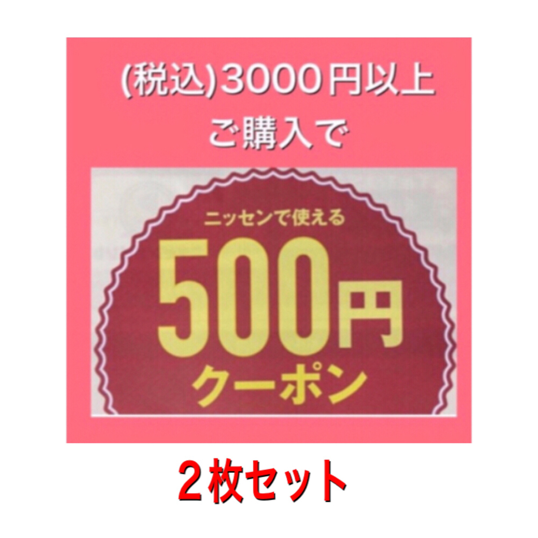 ニッセン 3000円以上の購入で500円オフクーポン 2枚 チケットの優待券/割引券(ショッピング)の商品写真