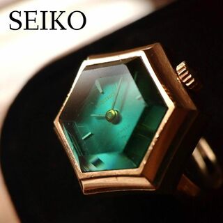 セイコー(SEIKO)の動作良好　手巻きリングウォッチ　1960ヴィンテージ　カットガラス　指輪(その他)