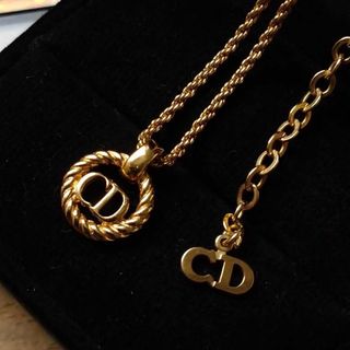 美品 ディオール CDロゴ ネックレス ヴィンテージ ゴールド 813-