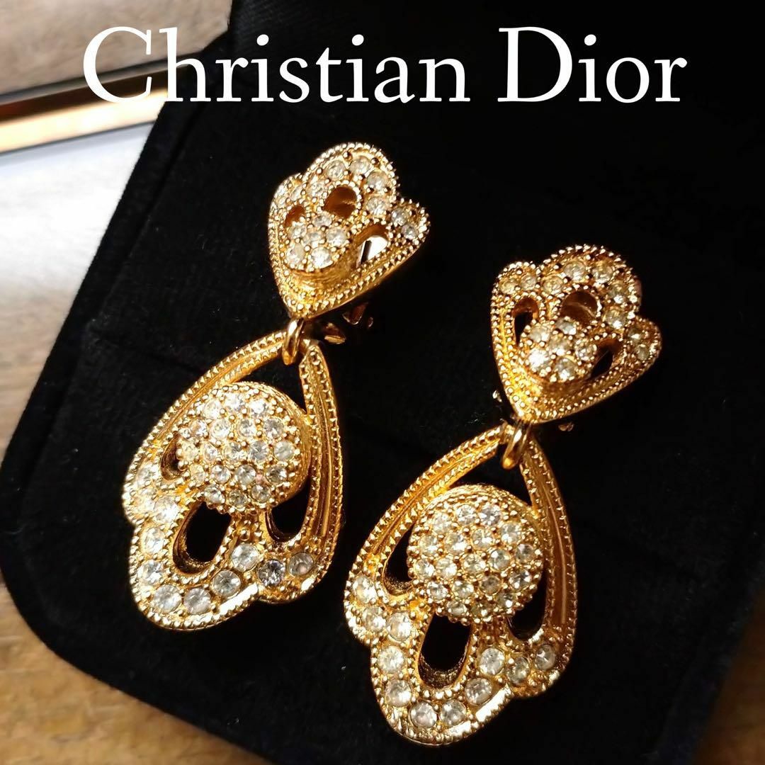 法人特価 ディオール Christian Dior ラインストーンイヤリング