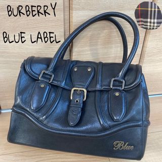 バーバリーブルーレーベル(BURBERRY BLUE LABEL)の美品✨BURBERRY バーバリー　レザー　ハンドバック　ノバチェック　牛革　黒(ハンドバッグ)