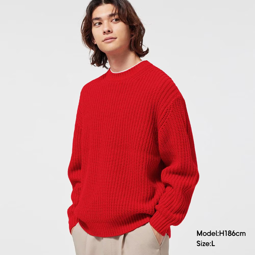 GU ニット セーター 赤 メンズ M 長袖 - ニット