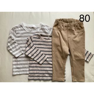 ムジルシリョウヒン(MUJI (無印良品))の無印良品 キッズ服 ロンT ズボン おまとめ3点 80(Tシャツ/カットソー)