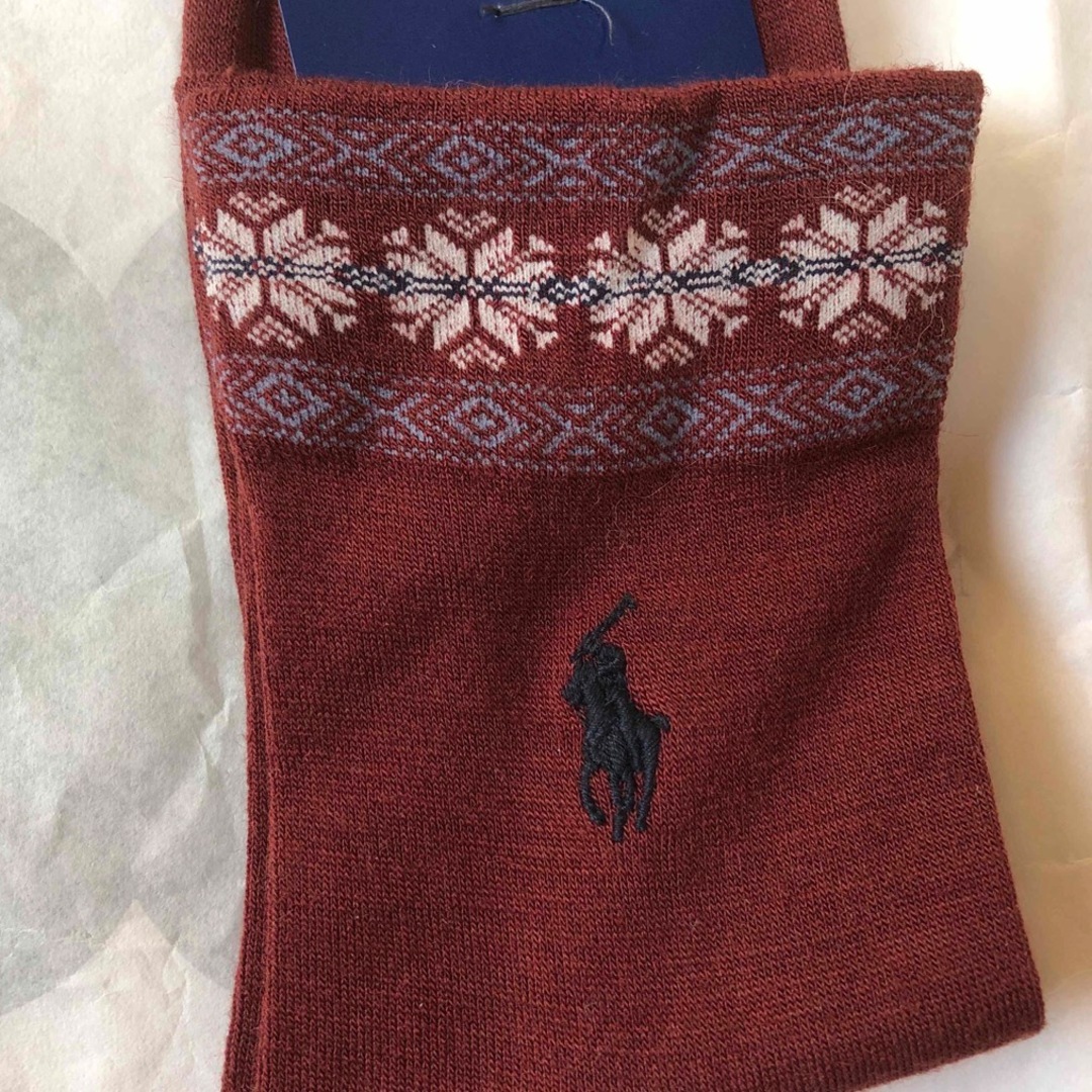 POLO RALPH LAUREN(ポロラルフローレン)の専用　新品　ラルフローレン　靴下　毛　エンジ レディースのレッグウェア(ソックス)の商品写真