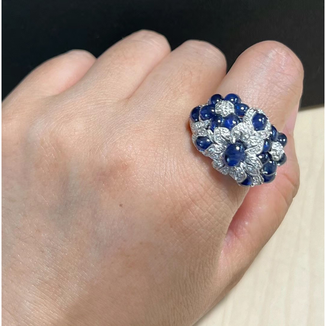 天然 ブルーサファイア ダイヤ リング9.78ct k18 r