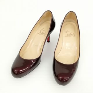 クリスチャンルブタン(Christian Louboutin)のラウンドトゥ プレーン パンプス パテント エナメル 34 バーガンディー系(ハイヒール/パンプス)