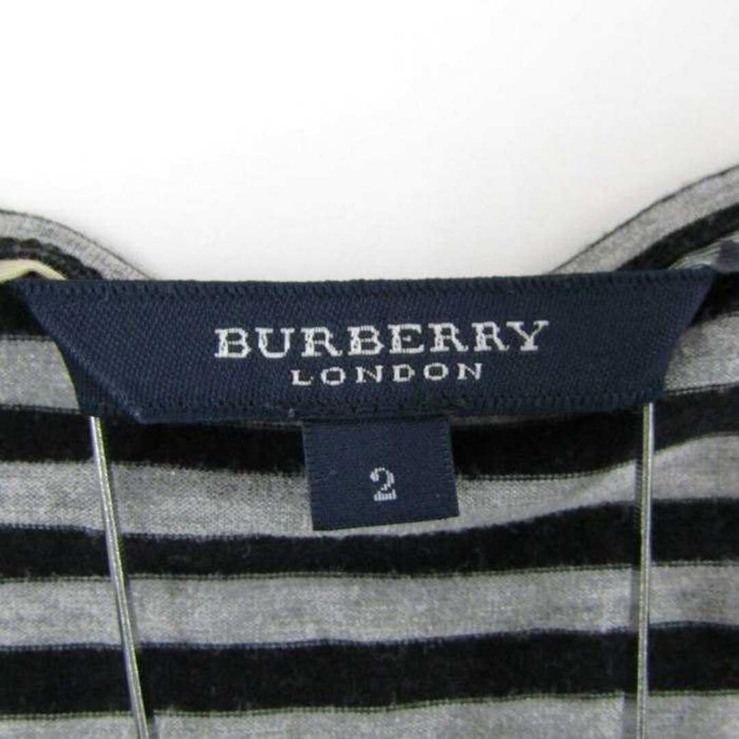 BURBERRY(バーバリー)のバーバリー Tシャツ カットソー 7分袖 Uネック ボーダー トップス 日本製 レディース 2サイズ グレー BURBERRY レディースのトップス(Tシャツ(長袖/七分))の商品写真