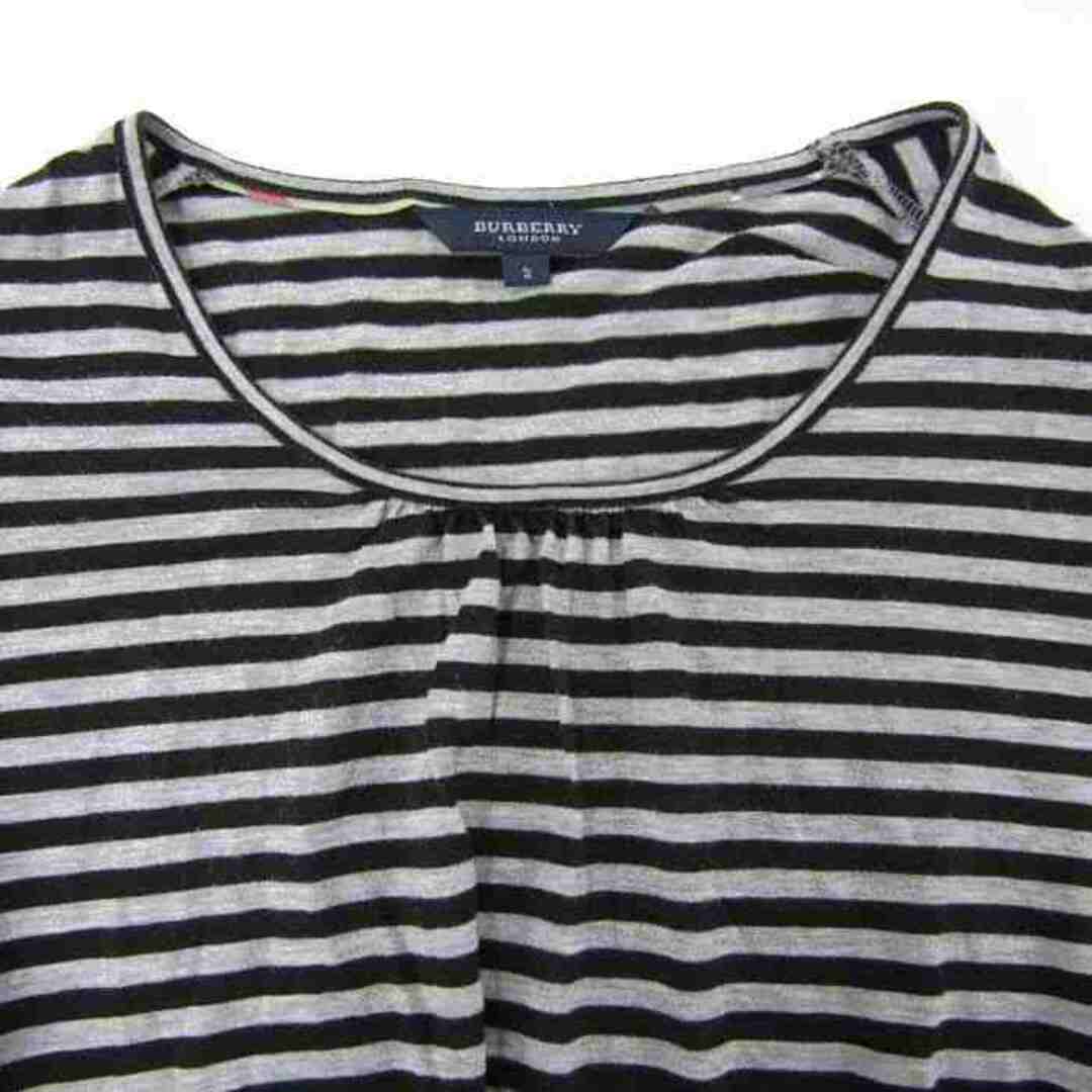 BURBERRY(バーバリー)のバーバリー Tシャツ カットソー 7分袖 Uネック ボーダー トップス 日本製 レディース 2サイズ グレー BURBERRY レディースのトップス(Tシャツ(長袖/七分))の商品写真