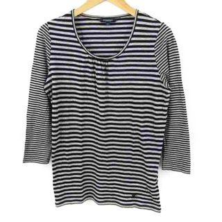 バーバリー(BURBERRY)のバーバリー Tシャツ カットソー 7分袖 Uネック ボーダー トップス 日本製 レディース 2サイズ グレー BURBERRY(Tシャツ(長袖/七分))