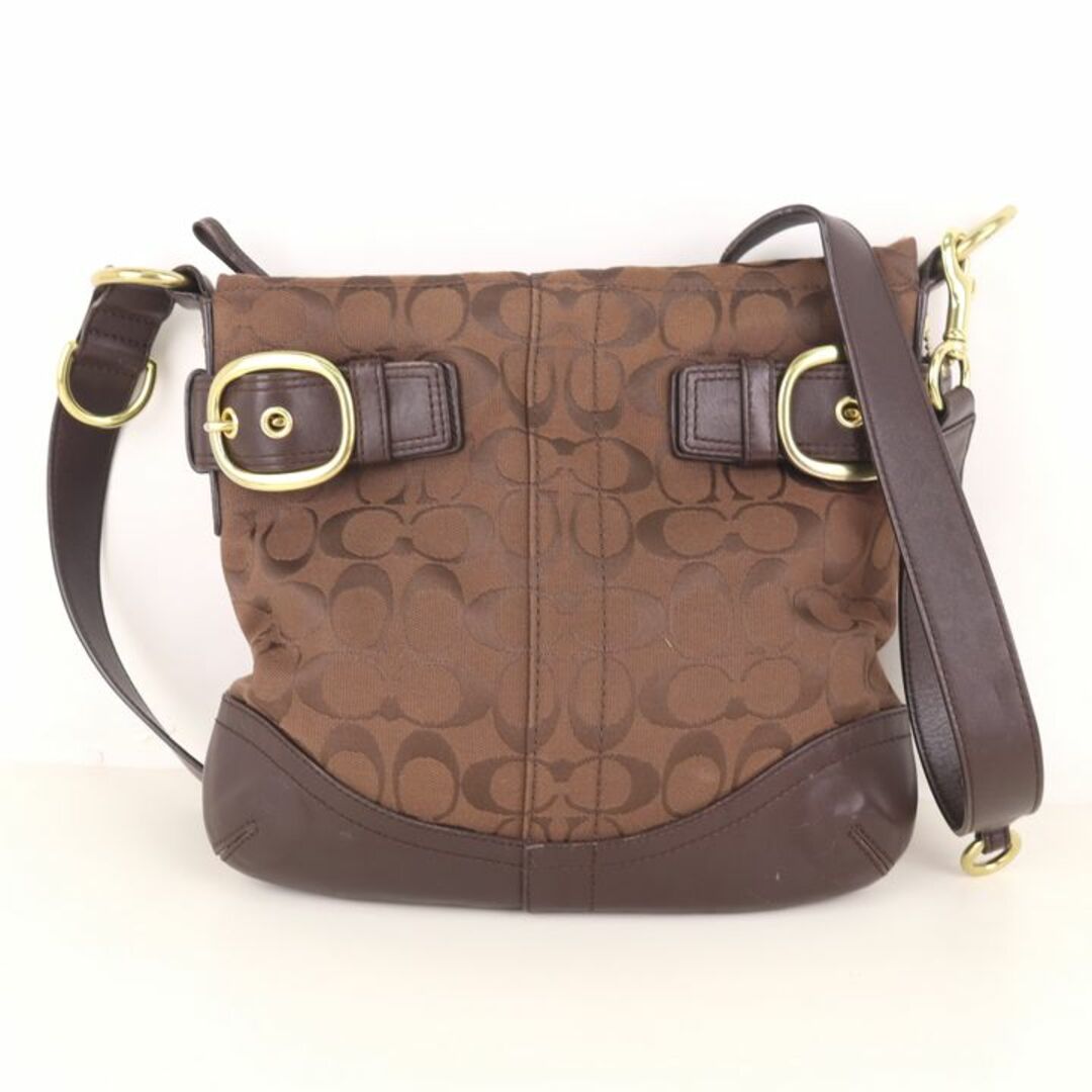 【美品】COACH(コーチ)シグネチャーキャンバス レザー ショルダーバッグ！