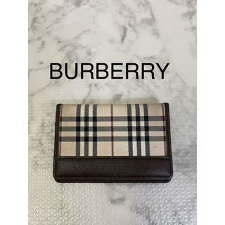 バーバリー(BURBERRY)のBURBERRY バーバリー　カードケース　茶　レザー　ノバチェック  札入れ(折り財布)